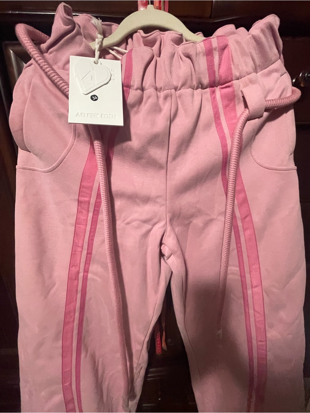 Aelfric Eden Pink Striped Drawstring Waist barrel sweatpants - Picture 13 of 16